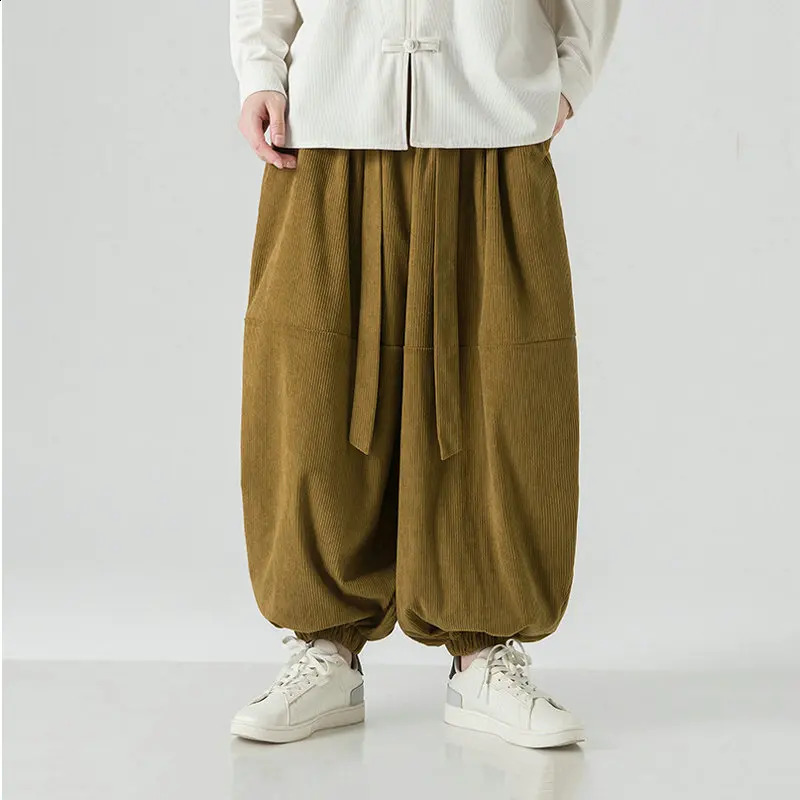 Streetwear Wide Leg Casual Pants Men Loose Fashion Jogging Sweatpants Solid Color Harem Pants Harajuku Streetwear Large Size 240814