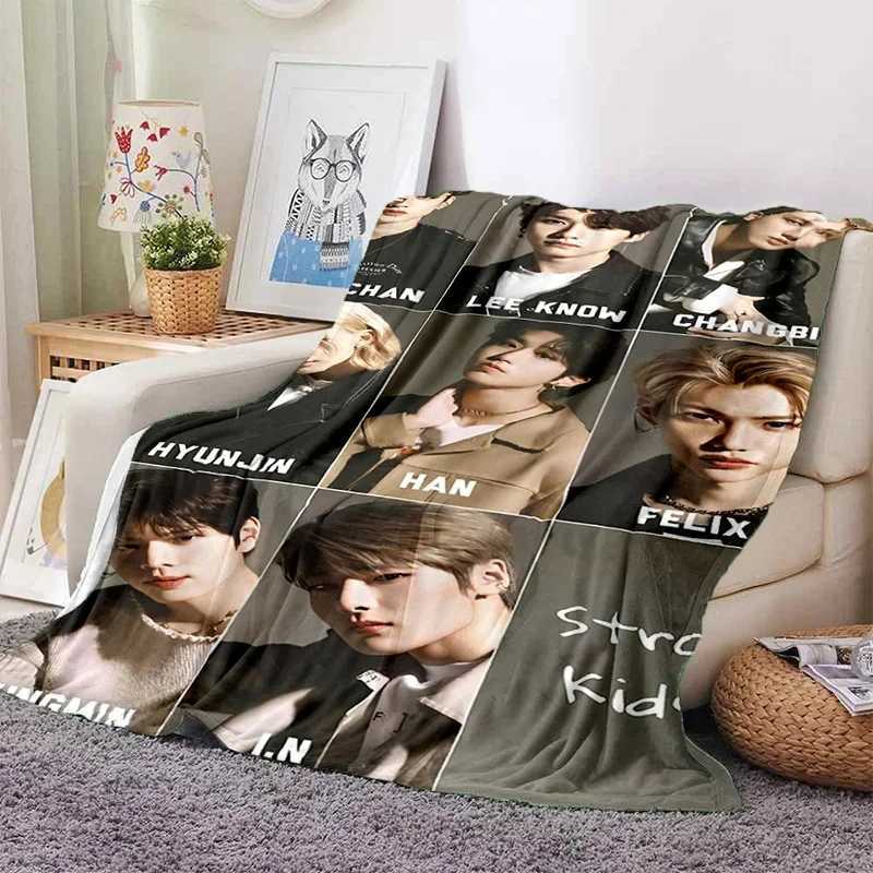 Korea Kpop Stray Kids 3D Singer Soft Flannel Blanket for Beds Bedroom Sofa PicnicThrow Blanket for Cover Outdoors Leisure Gift Y240815