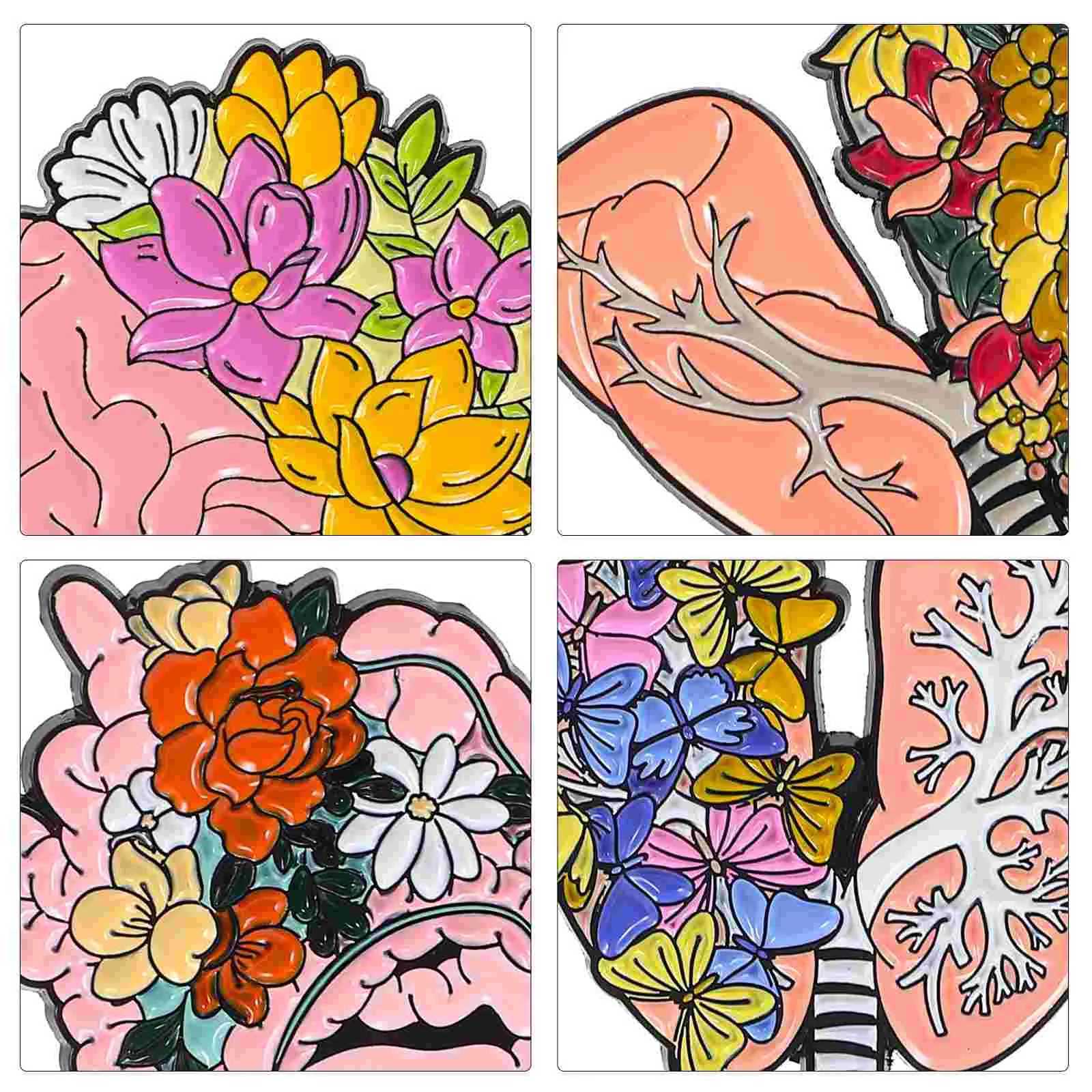 5 Brain Brooch battery metal brooches biological backpacks shawls clothing hats enamel womens brooches W240815