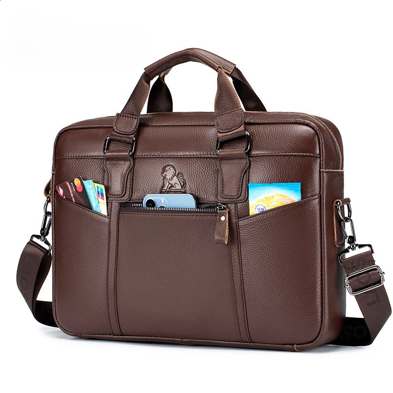 Genuine Leather Men Handbags Laptop Bags Male Business briefcase Travel Messenger Bags Mens Crossbody Shoulder Bag 240813