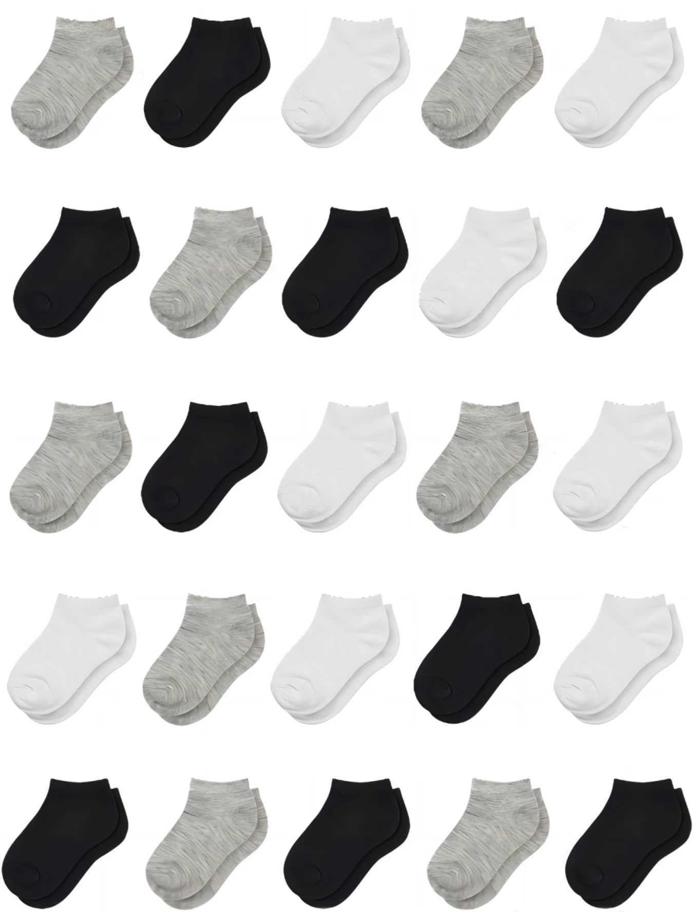 25 pairs of ankle socks - low cut socks for toddlers - school socks for boys and girls aged 1-14 W240814