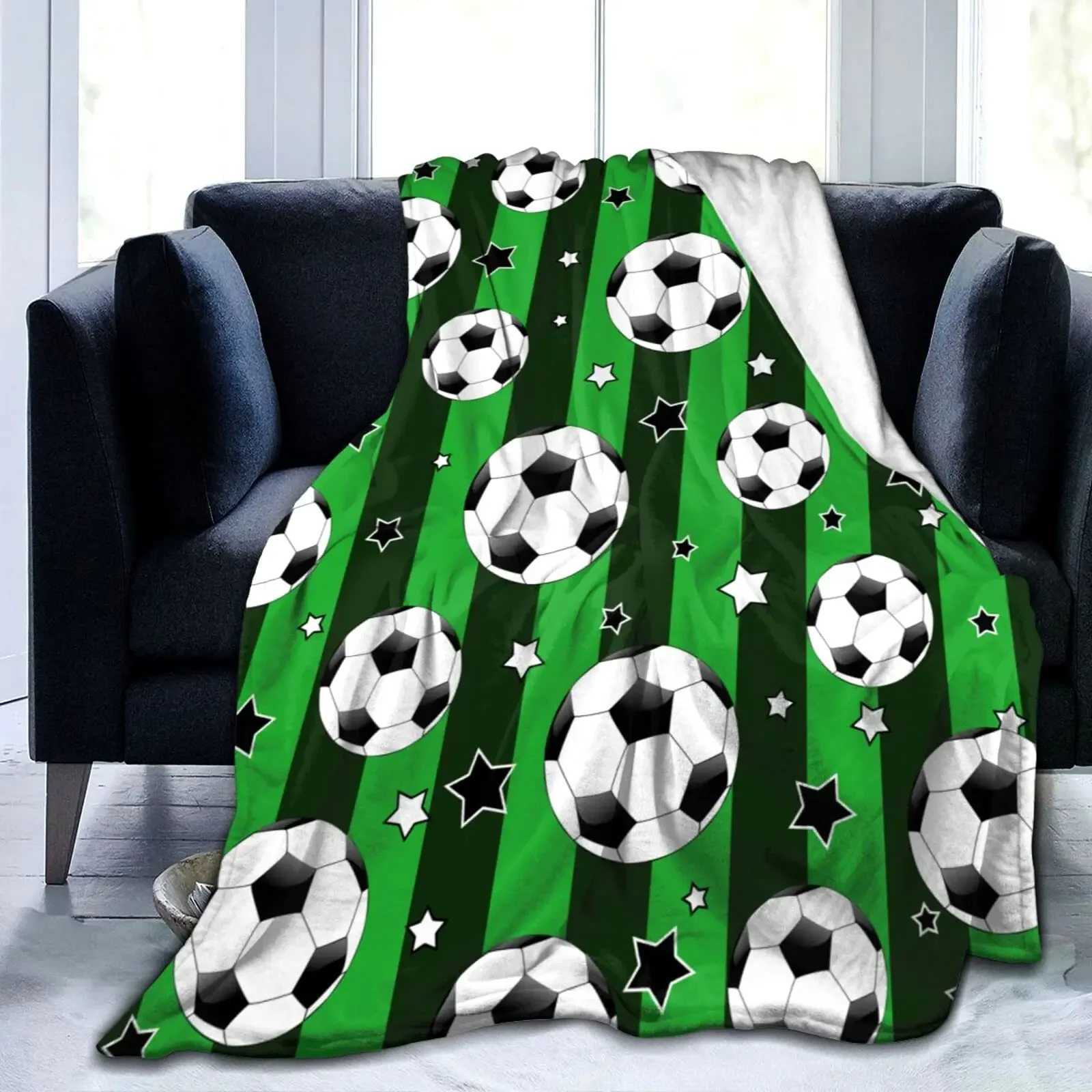 Football Throw Blankets Soccer Colorful Flannel Blanket for Kids Boys Adults Ball Sport Game Bed Sofa Blankets King Queen Size Y240815