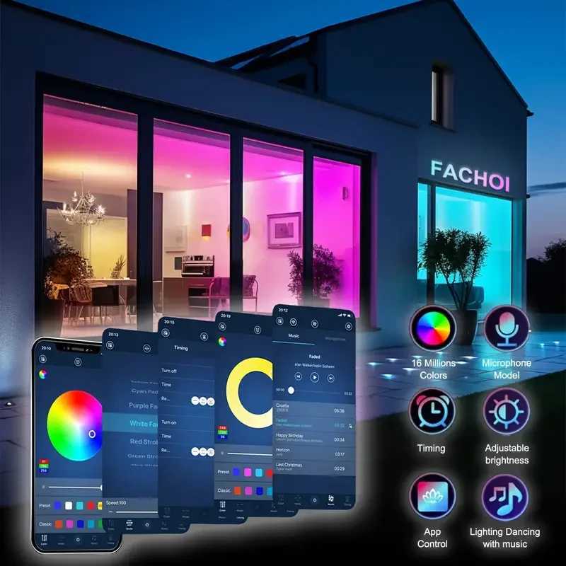 100ft LED Strip Lights with App Remote Control 5050 RGB Smart Light Strip with Built-in Microphone 2024 USB Wireless Light Strip CL240815