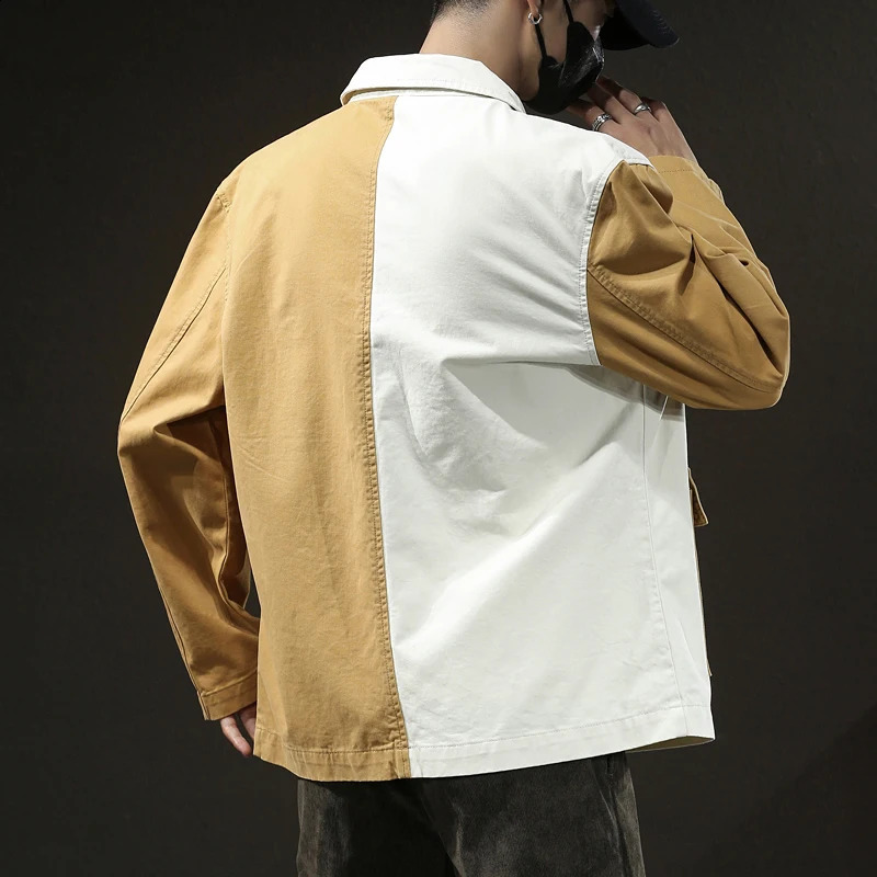 100% Cotton High Quality Mens Denim JacketColor Contrast Jacket CoatPockets Decors Trendy Korea Version Denim Clothes Top 240814