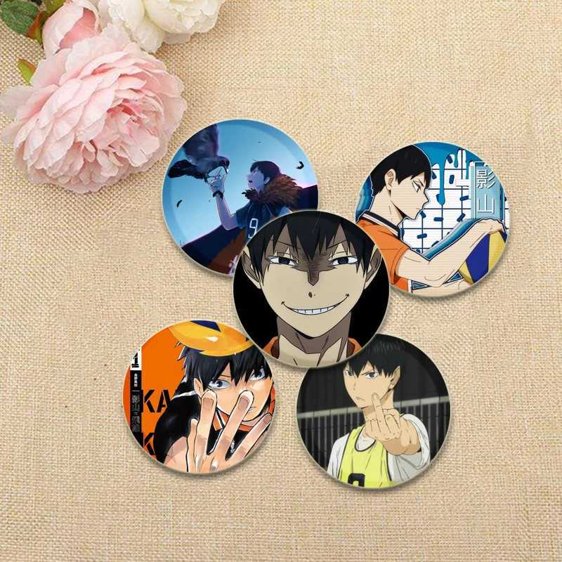 58mm animated Haikyuu!! Brooches Tobio Kageyama cartoon badge brooch for backpacks clothing gift accessories round handmade pins W240815