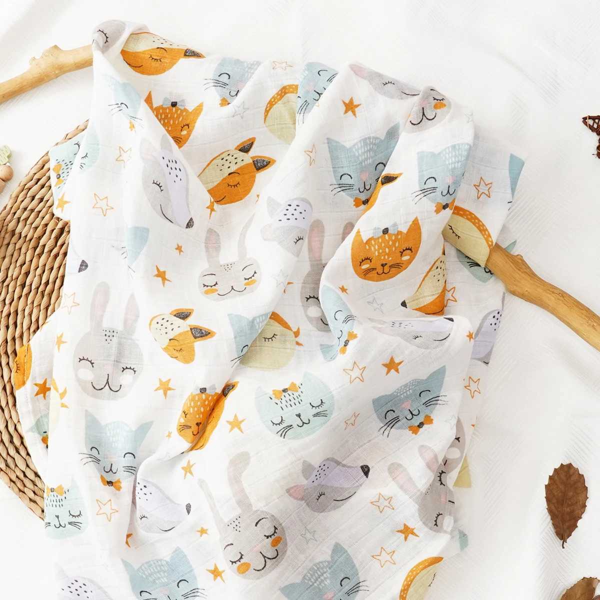 1PCS Baby Muslin Swaddle 120*110cm 100% Cotton Soft Baby Blanket For Newborn Baby Wrap Sleepsack Bath Towel Y240815