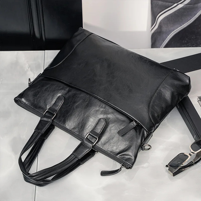Briefcase Men Clutch Handbags Transverse Mens Cross Bag Office Business Executive Briefcase Teacher Laptop PU Leather Shoulder 240813