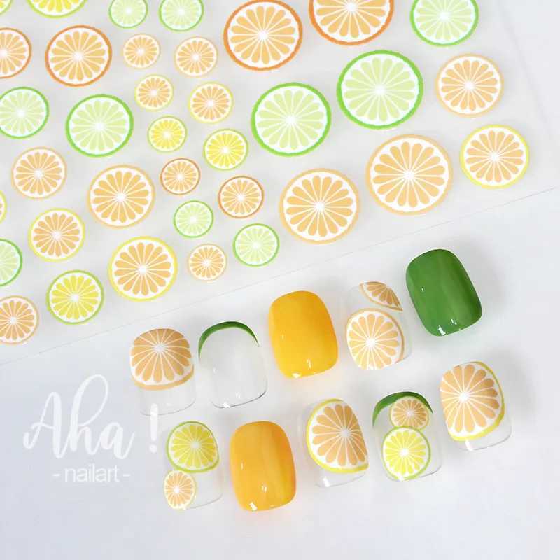 Summer Nail Art Stickers Cherry Fruit Lemon Decals Self Adhesive DIY Decals Nail Art Decoration Slider Manicure AccessoriesXJ240814