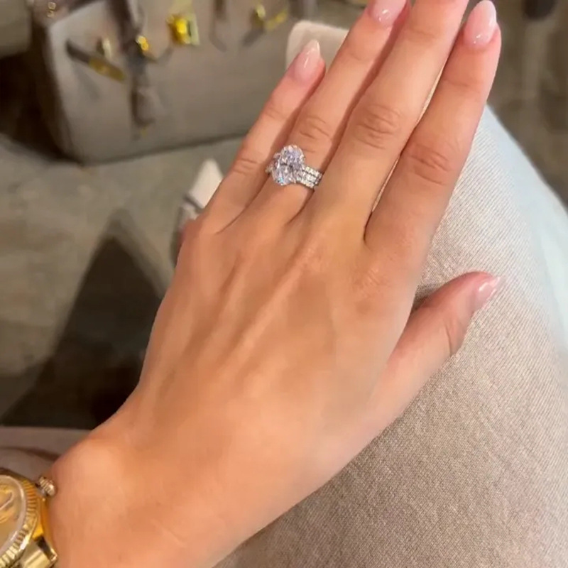 3Pcs Wedding Rings Set Stunning Gorgeous Luxury Jewelry 925 Sterling Silver Fill Oval Cut White Large 5A Cubic Zircon Party Top Sell Women Engagement 