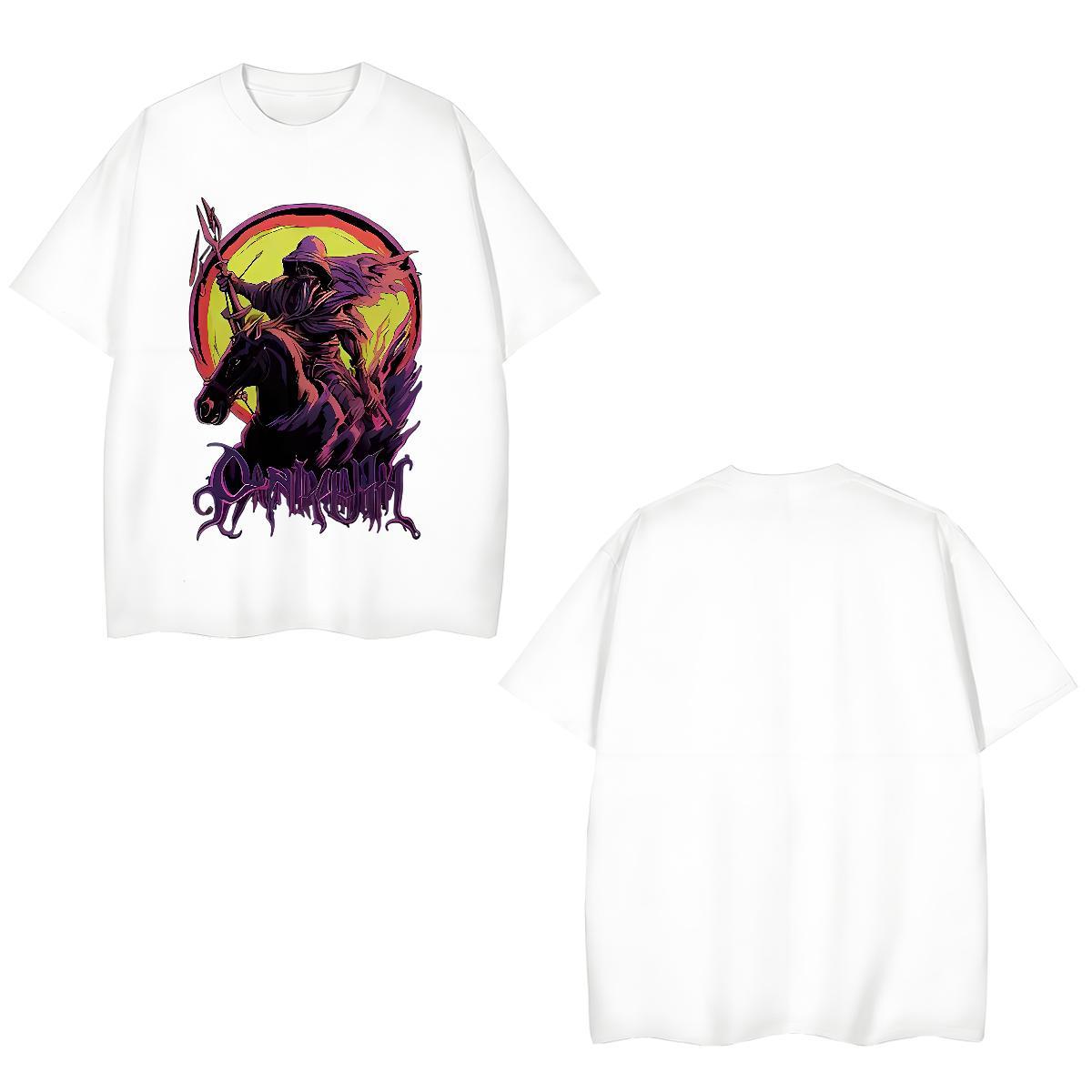 Loose Man T Shirts horse Pure Cotton Anime Printing Street Oversized 3XL 4XL 100% Cotton 230g Tshirts 2024 DIY Clothings