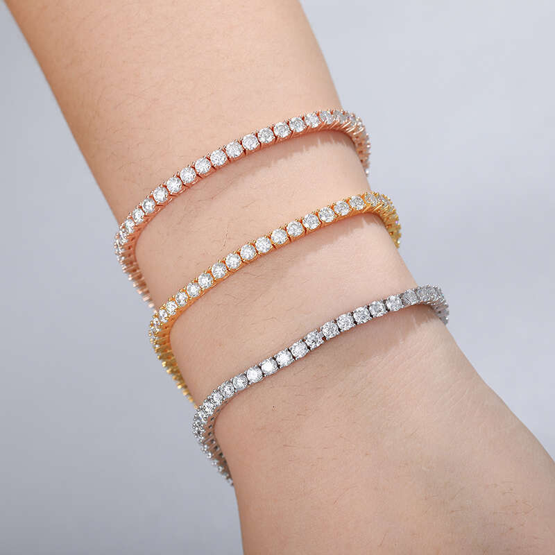 Drop Shipping 7 Days Fast Delivery Women Jewelry 3Mm Sterling Sier VVS Moissanite Tennis Chain Bracelet