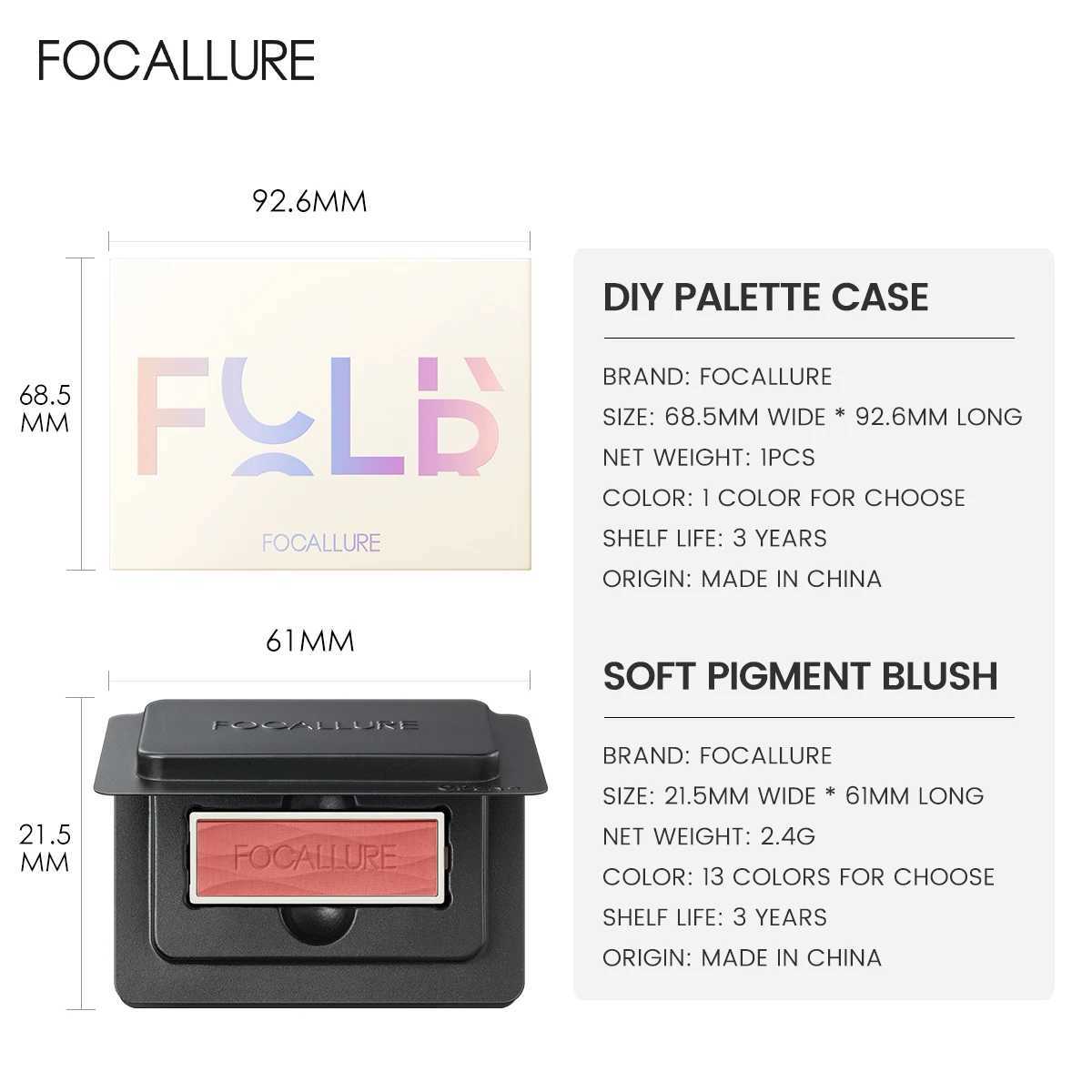 FOCALLURE Multi-use DIY Blusher Palette Waterproof Long-lasting High Pigment Natural Face Blush Powder Makeup Women Cosmetics Y240815