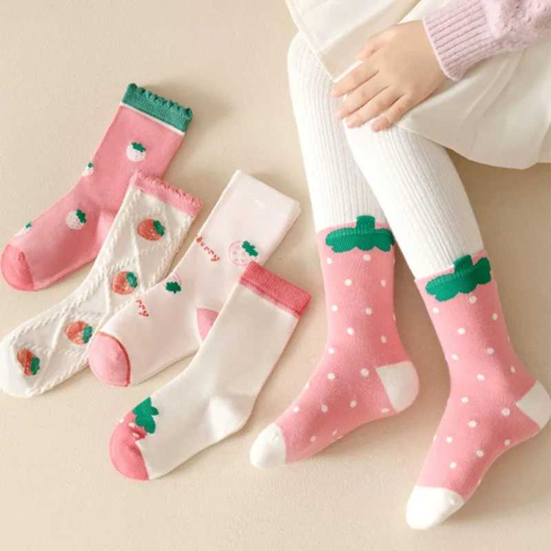 5 pairs/batch of childrens socks cute girls cute cotton outdoor travel sports socks Kaosu sportswear accessories W240814