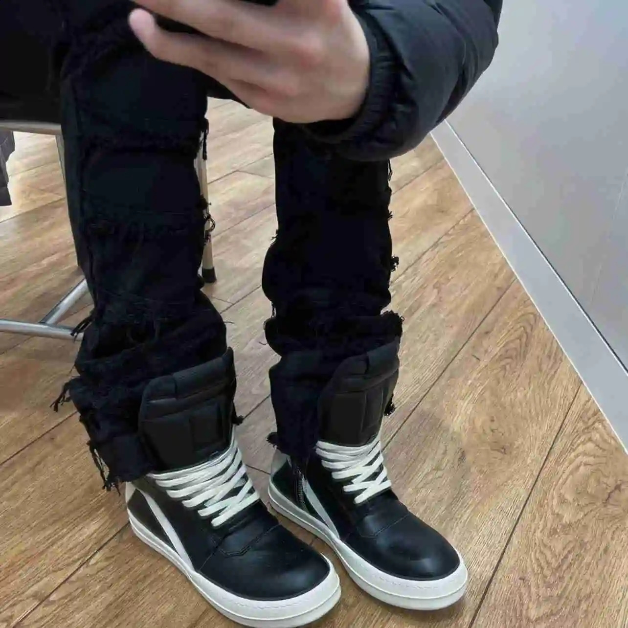 American style black erosion damaged rough high street jeans mens ins hip-hop fashion vintage skinny pants streetwear 240814