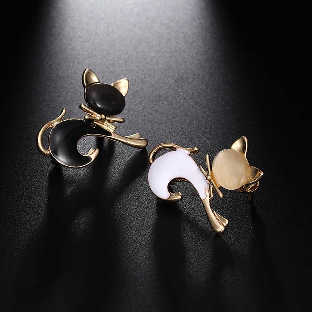 Elegant brooch alloy lapel brooch jewelry accessory brooch gift (black cat shaped) W240815
