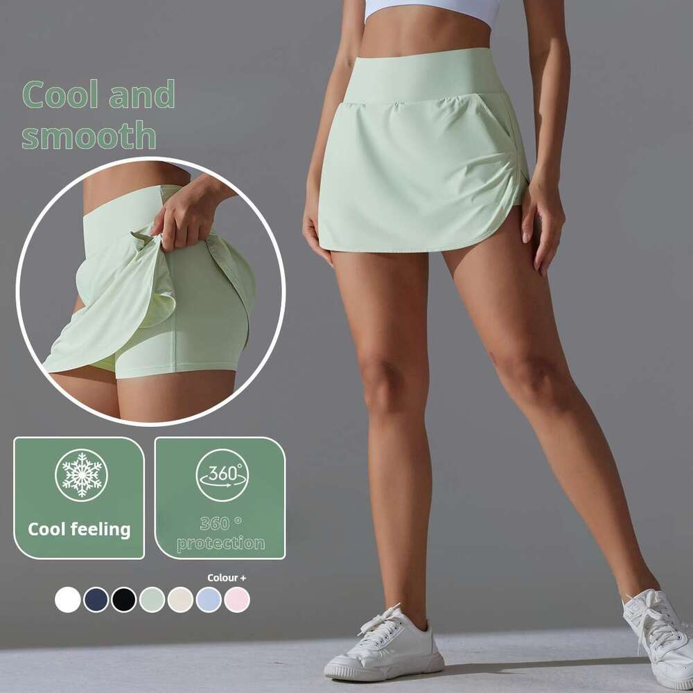sunscreen Cool tennis spring summer new high fake two culottes women back waist pocket sports yoga dress