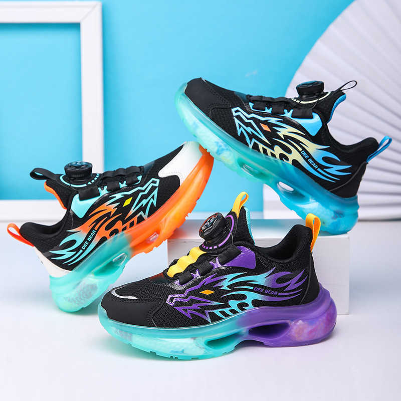 Sneakers Boys shoes childrens sports shoes spring new style mesh breathable middle-aged boys running shoes black purple dad shoes H240805