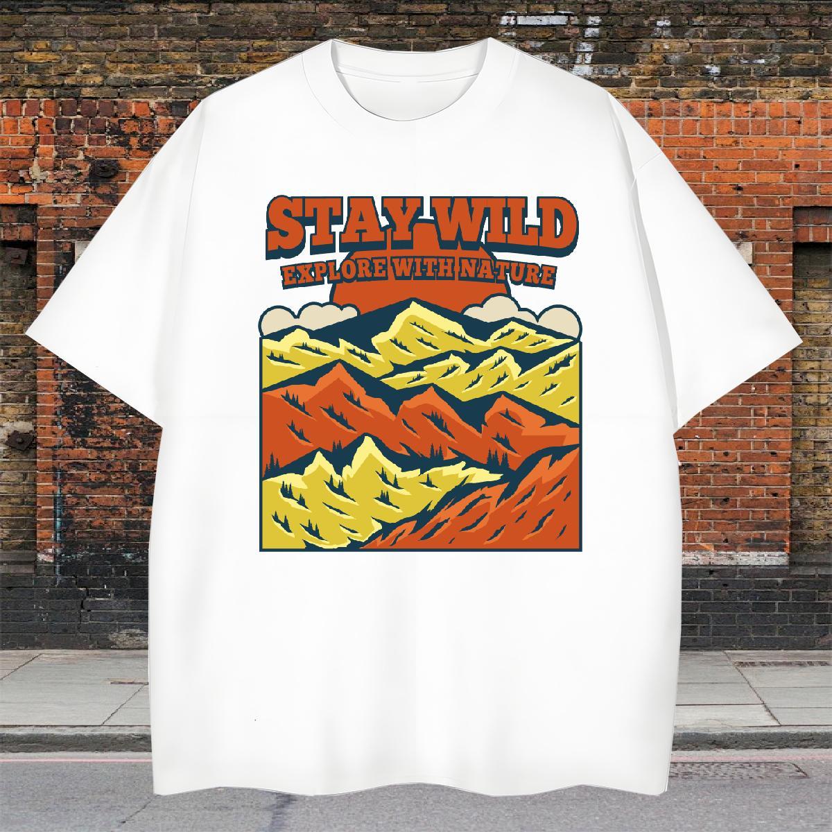 Comfortable Men Clothes T-Shirt Hip Hop Street 230g 100% Cotton Oversized 3XL 4XL Breathable Crew Neck mountains Mens T Shirts 2024 Summer Tshirts