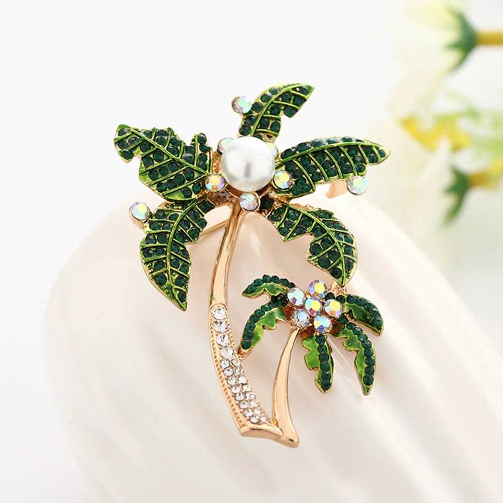 Brooch Anniversary Presentation Fashion 56x45cm Rhinestone Breastpin Coconut Palm W240815