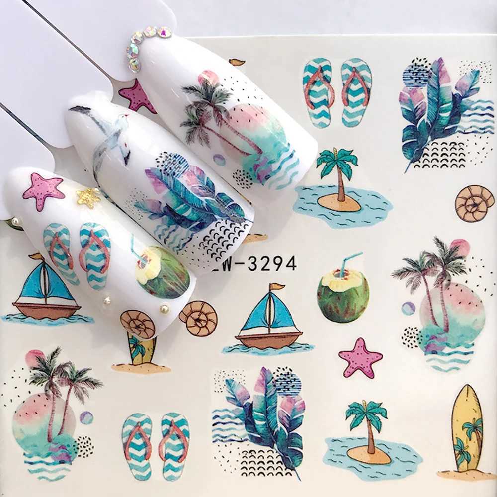 Nail Stickers For Nails Sticker Summer Sliders for Nails Watermark Beach Coconut Balloon Christmas Animal DIY Nail Art DesignXJ240814