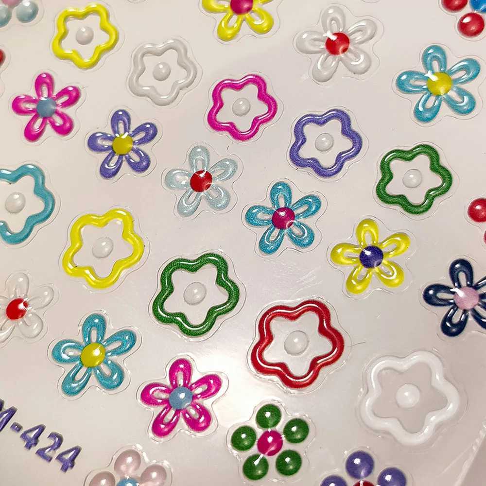 1pc 5D Stars Jelly Nail Sticker Y2K Lovely Color Jelly Self Adhesive Nail Art Sticker Decals Cute Flowers Manicure Decals DecorXJ240814