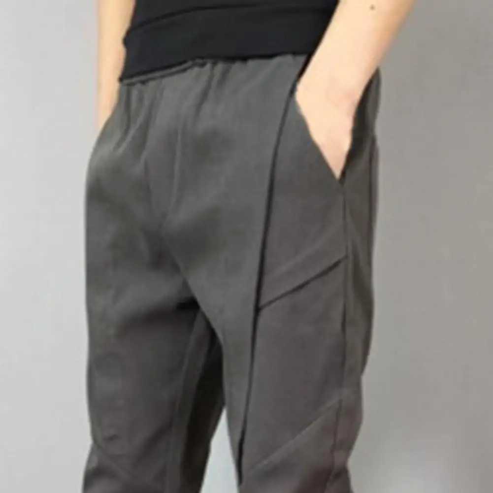 Solid color harem pants mens Trouser elastic waist pencil pants mens tight ankle Trouser pantalones hombreW240725