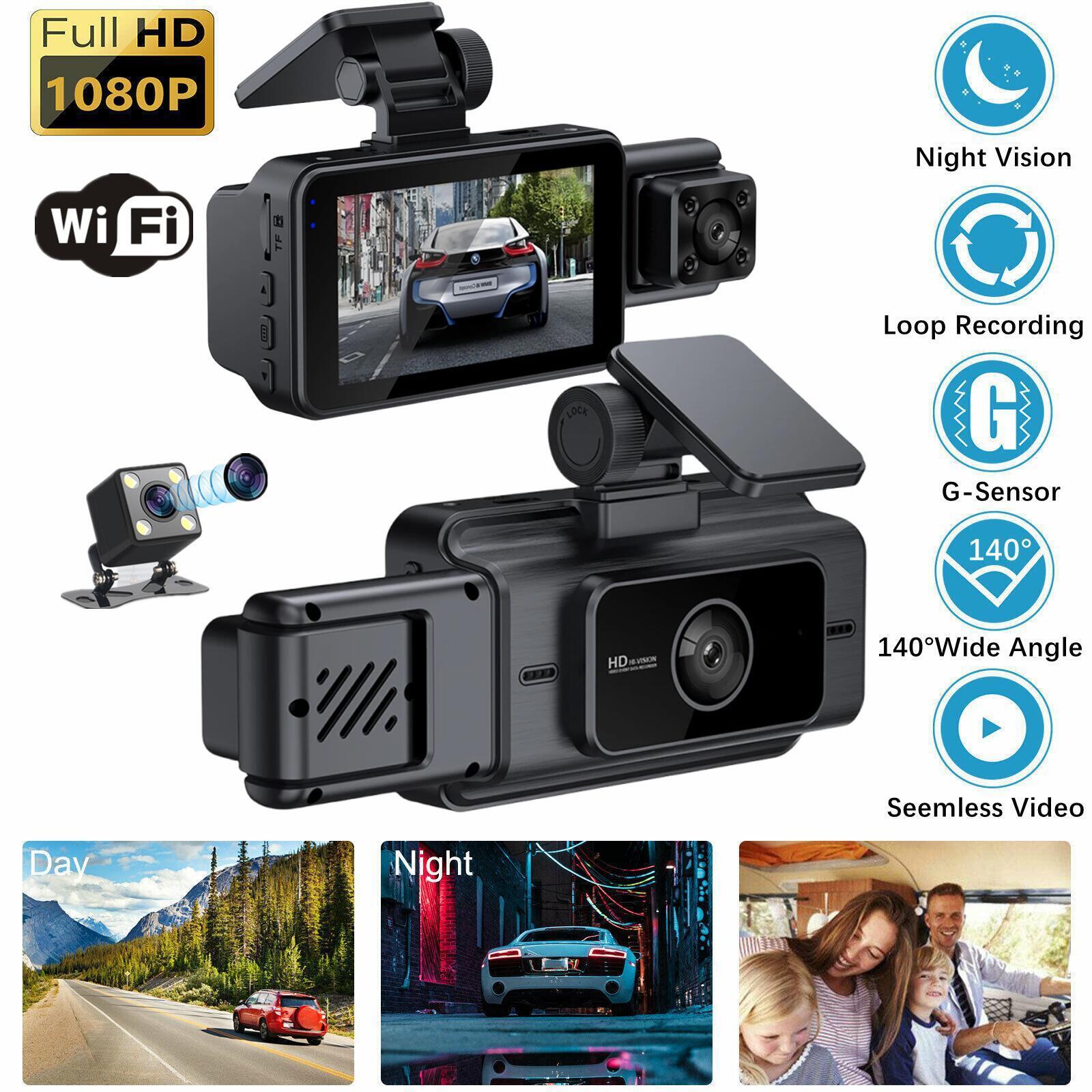 3 Channel Dash Cam Cars Black Box 1080P Video Recorder Rear View Camera for Vehicle Car DVR car accessories