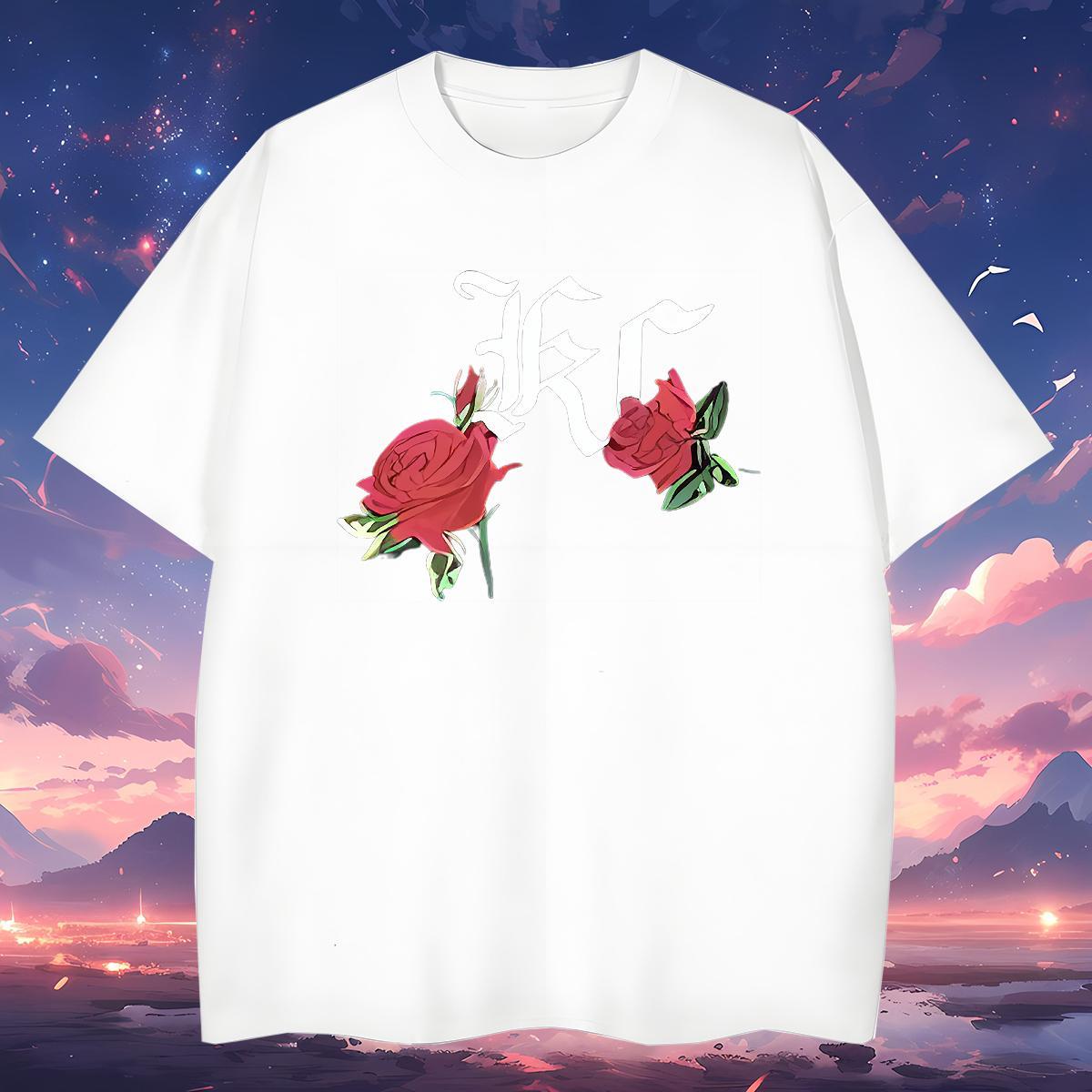 Cool flower T shirt Street wear Hip Hop Men Clothes T-Shirt 230g Cotton Classic Casual Breathable Short Sleeve Custom Print Plus Size Top Tees