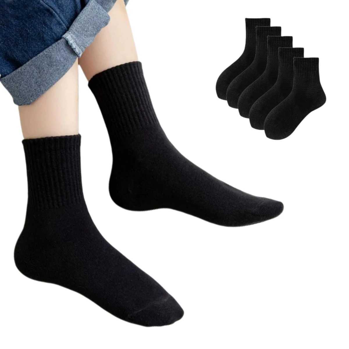 5 pairs of children boys and girls return to school with solid color black and white uniforms crew socks childrens JK Harajuku preparatory style W2408