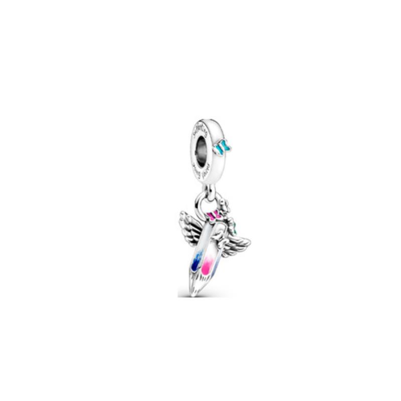 100 925 Sterling Silver Dream Fly Dangle Cat Orange Lucky Charm For Fine Jewelry Making Fit Women S925 Snake Bracelet Girl Gift