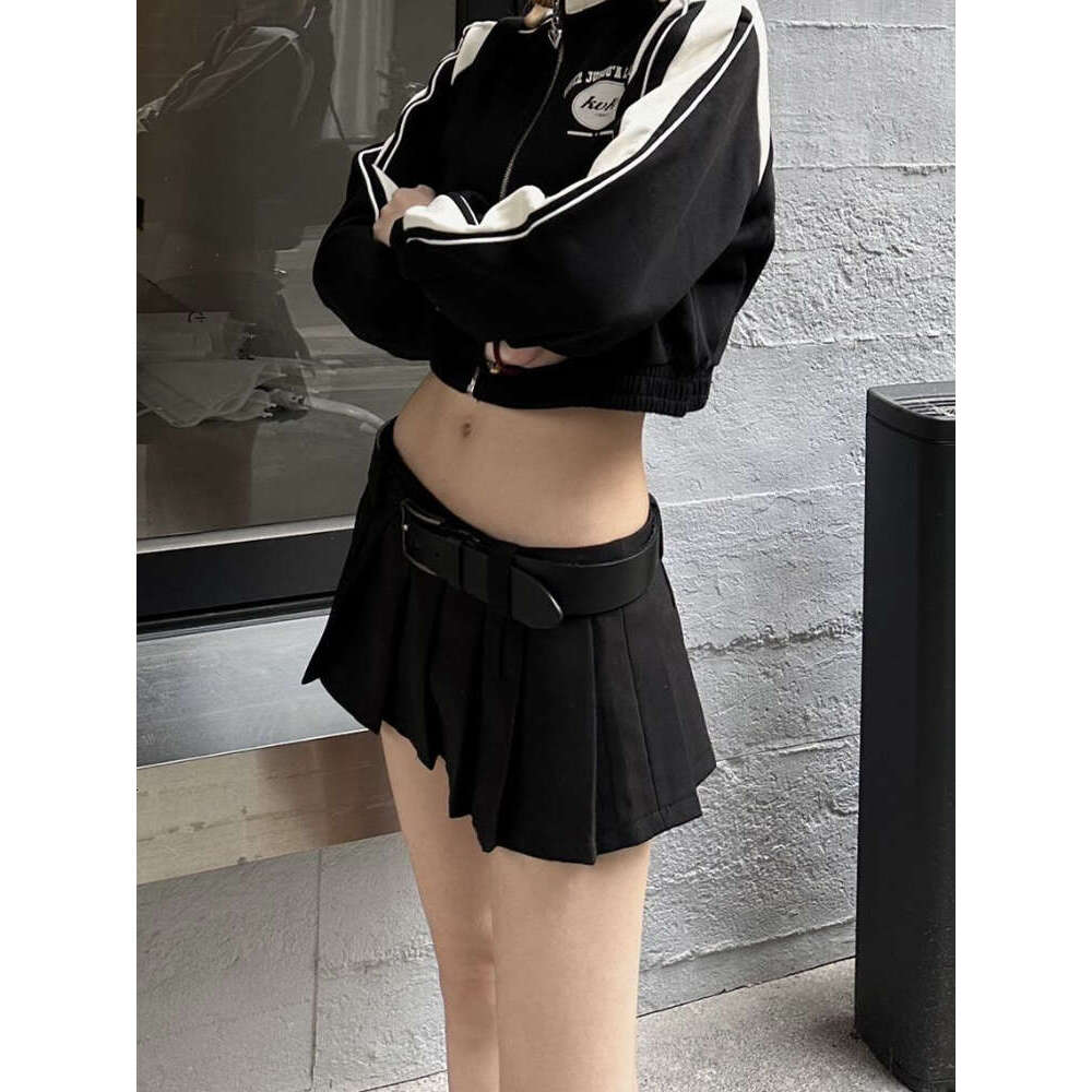 Y2k DEEPTOWN Black Pleated with Shorts Women Sexy Low Waist A-line Slim Tennis Extreme Mini Skirt Summer Vintage College