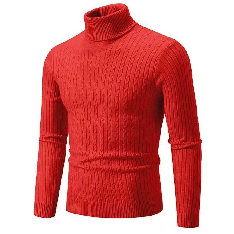Mens High Neck Sweaters 15 Colors Autumn and Winter Solid Color Knitted Warm Turtleneck Pullover Mens SweaterXJ240814