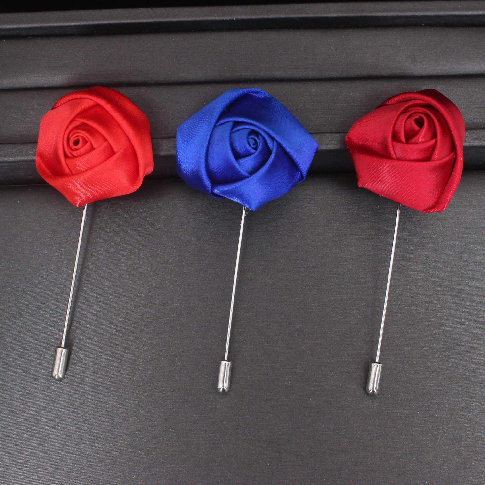 12 pieces/batch handmade fabric rose brooches suitable for mens clothing and accessories fashion sets flower pins and brooches 18 colors W240815