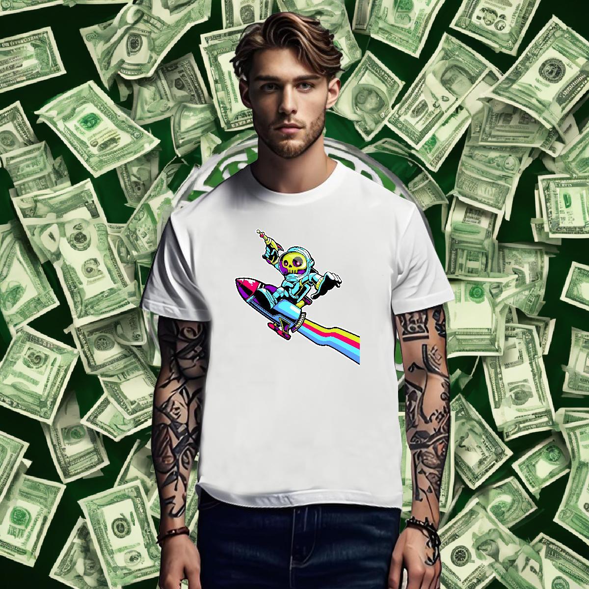 Men T Shirts 230g 100% Cotton cosmonaut Anime Printing Street Breathable Crew Neck Plus Size Custom Couples T Shirts New Designer Loose Fit Tops