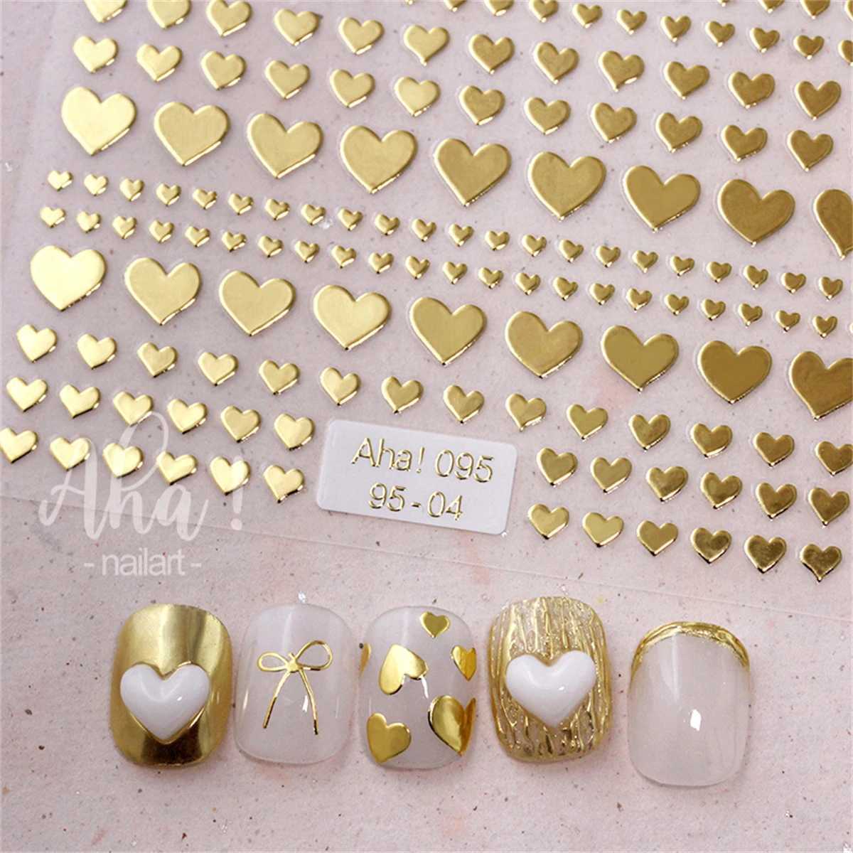 1pcs 3D Kawaii Heart Nail Art Stickers Colorful 3Sizes Love Self Adhesive Nail Decorations Slider Decals DIY Manicure SuppliesXJ240814