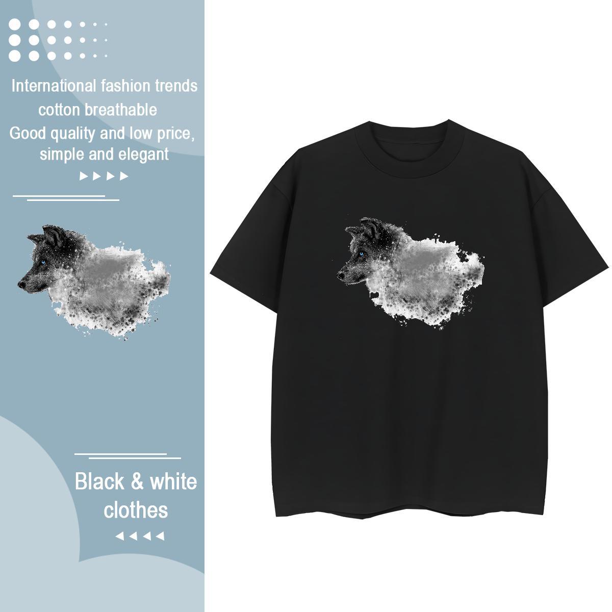 Fashion T Shirt For Woman O Neck Short Sleeves 230g 100% Cotton Woman Tshirt Custom Printed wolf Home Outdoor Wholesale Tops