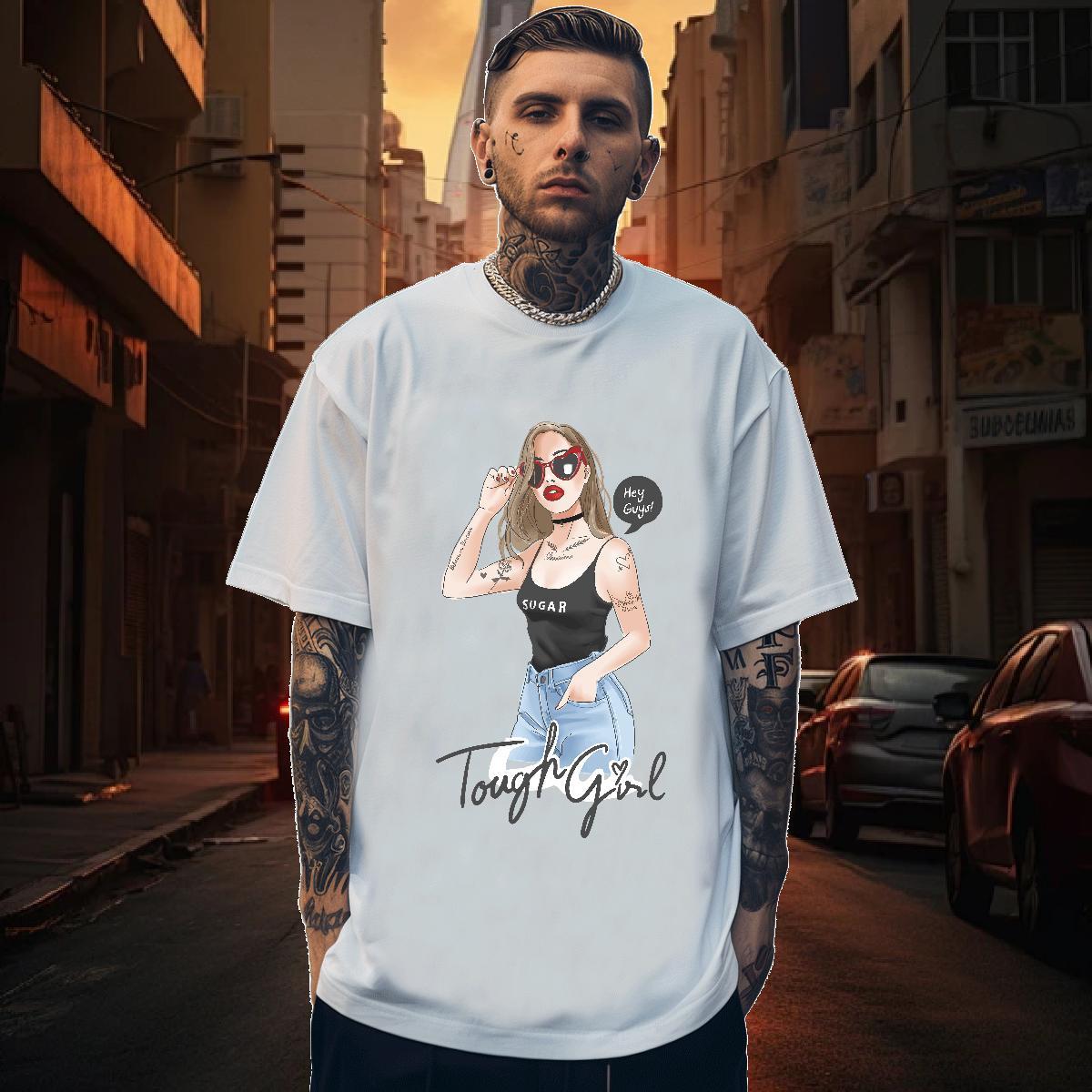 Men T Shirts 230g 100% Cotton person Beach Breathable Short Sleeve Custom Cartoon Men Tops Tees Designer Fashion Loose Fit Clothings