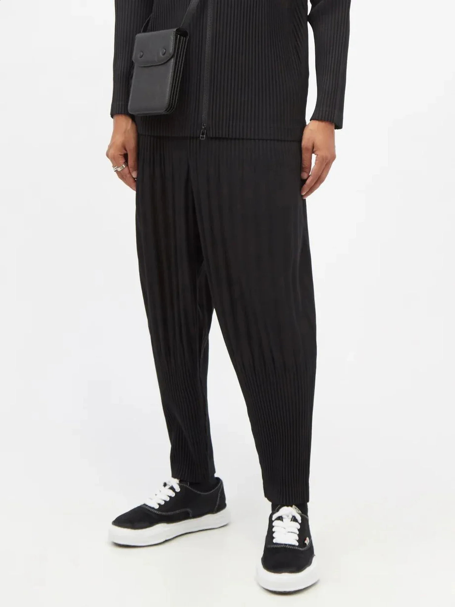ALSEY Mens Pleated Harem Pants Casual Wide Leg 2024 Solid Trousers Harajuku Streetwear Joggers for Men Clothing 240814