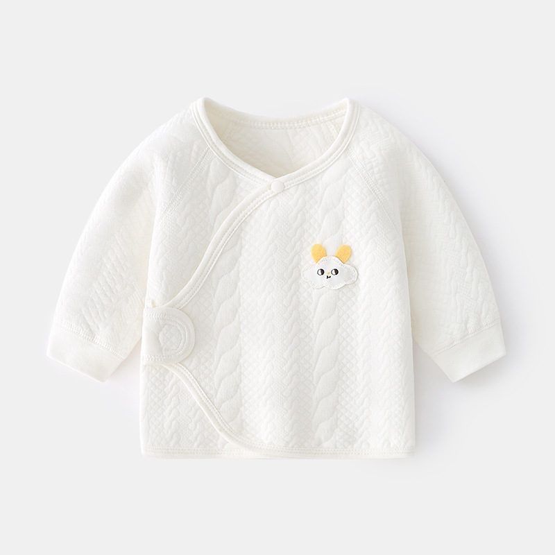 Newborn baby inner clothes boneless warm air plus cotton newborn half back thickened full moon monk clothes baby top