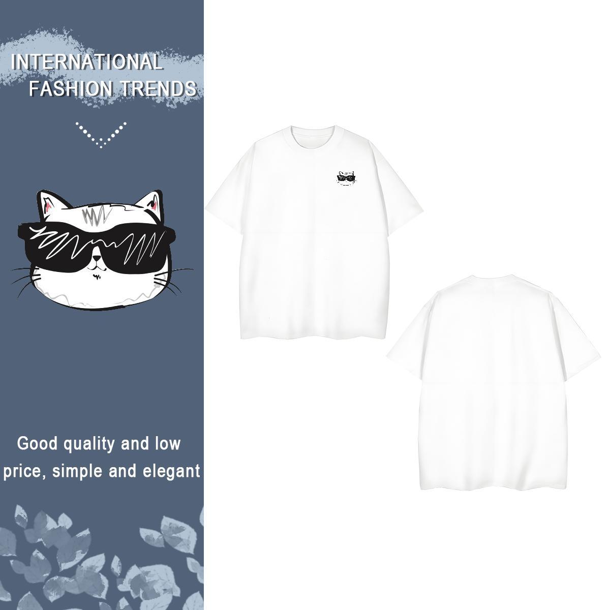 Unisex cat T-Shirts Daily Outfit Couples T Shirts 230g Pure Cotton Factory Direct Breathable Short Sleeve Customized Tees Shirts