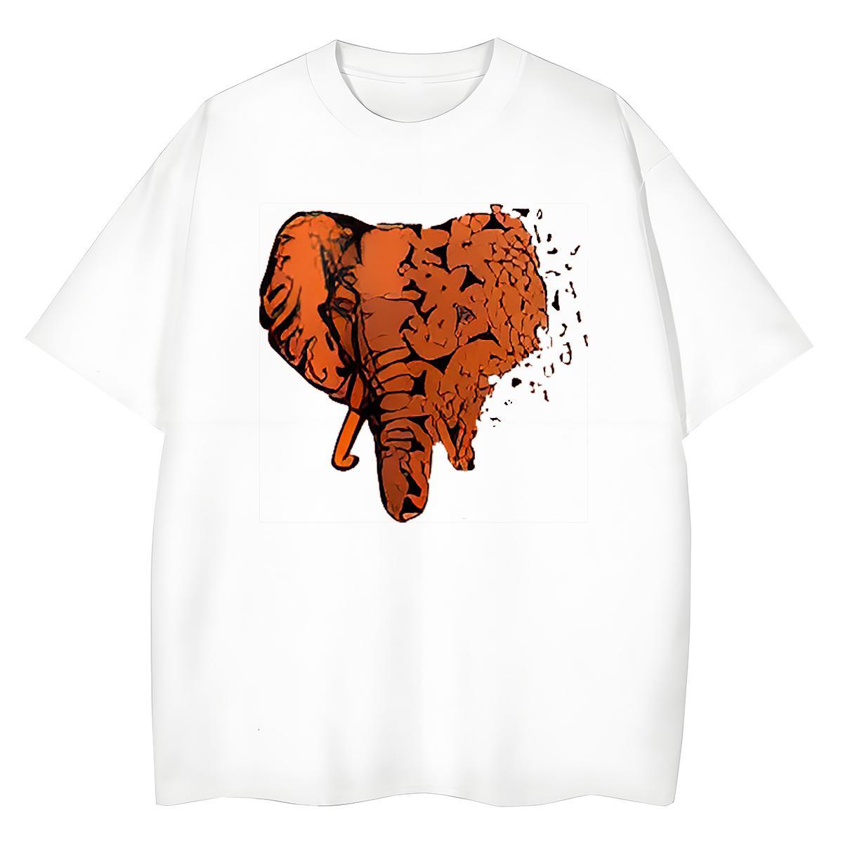 Popular T-Shirts for Men Elephant Breathable Crew Neck Casual Beach Oversized 3XL 4XL 100% Cotton 230g Men Tees 2024 DIY Tshirts