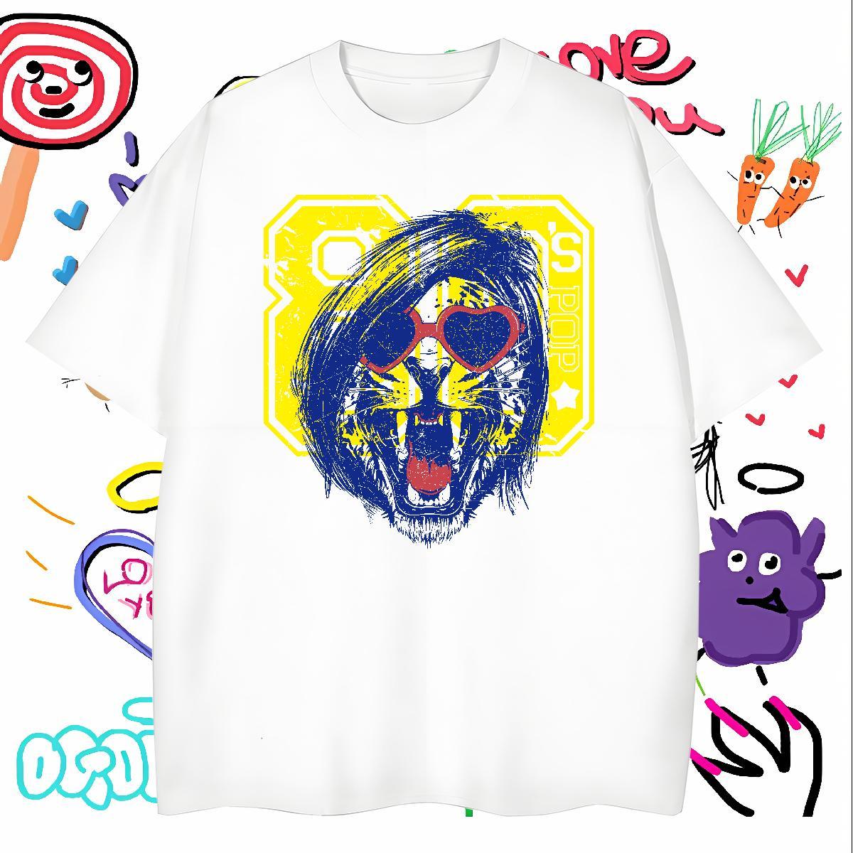 Cool T-Shirts Breathable Short Sleeve Hip Hop Anime Print 230g Cotton Men Tees Fashion Casual Polos
