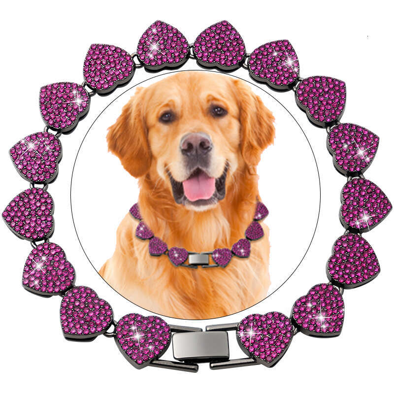 Luxury Heart Diamond Dog Chain Collar 13Mm Bling Jewelry Cuban Gold Chains For Dogs And Cats Necklace Zozostore652