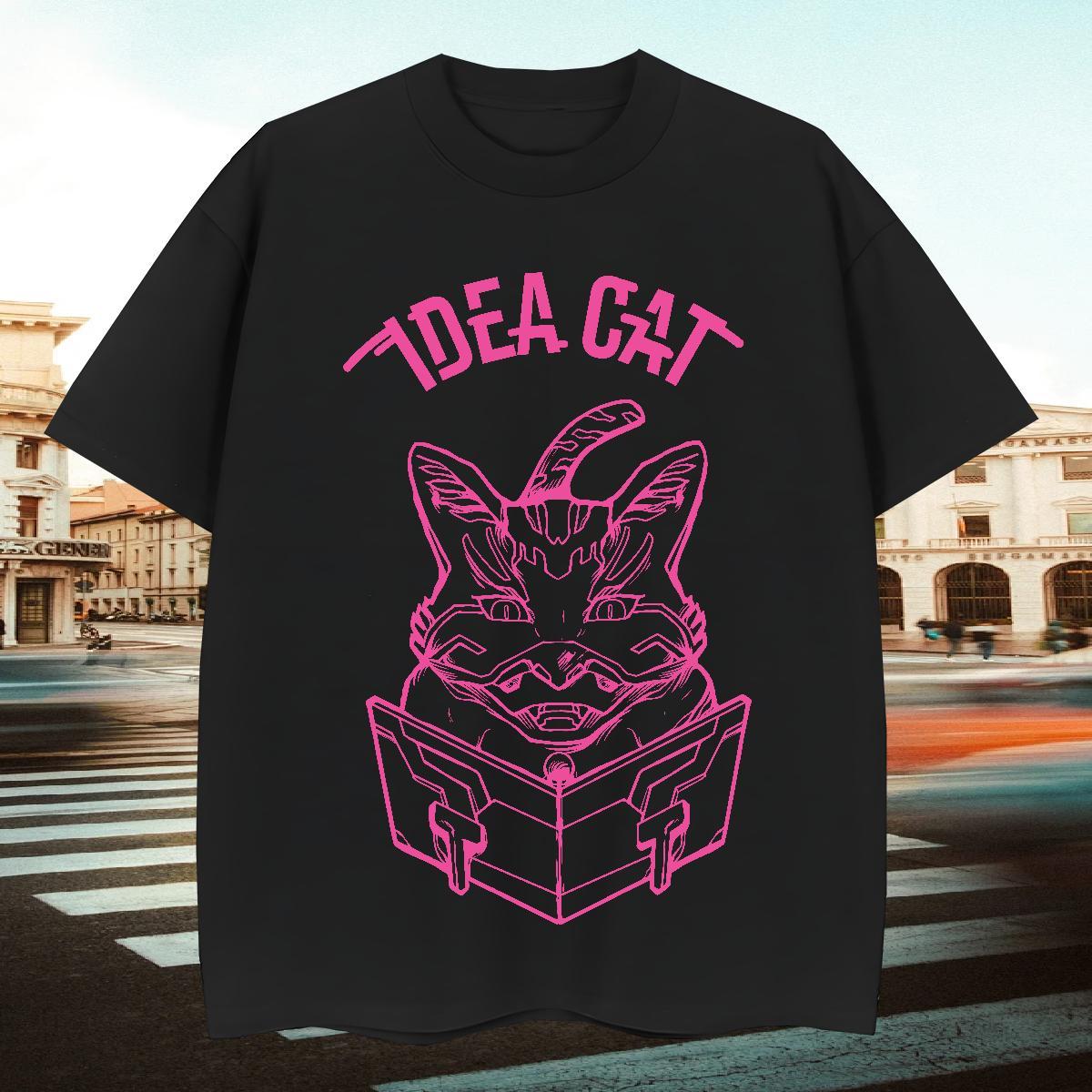 Comfortable T Shirt For Man cat Crew Neck Hip Hop Black White 230g Cotton Men Tshirts 2024 Clothings