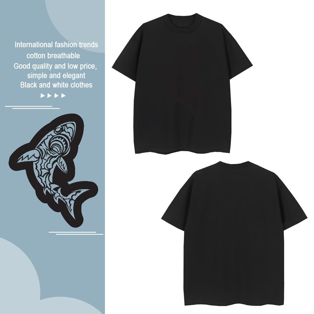 Man T Shirts 230g Pure Cotton fish Outdoor Breathable Short Sleeve Custom Print Plus Size Men Clothes T-Shirt Fashion Casual Loose Fit Tee Shirt