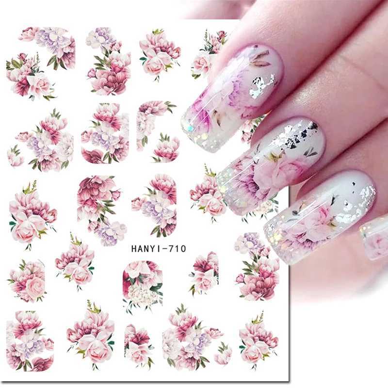 3d White Royalblue Roses Flowers Leaves Nail Art Stickers Adhesive Sliders Nail Decals For Nails Decoration Manicure AccessoriesXJ240814