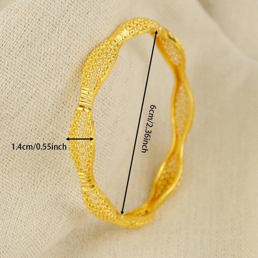 Dubai Womens Bracelet Gold Plated Indian African Hard Bracelet Charming Wedding Ethiopia Arab Handmade Jewelry 241224