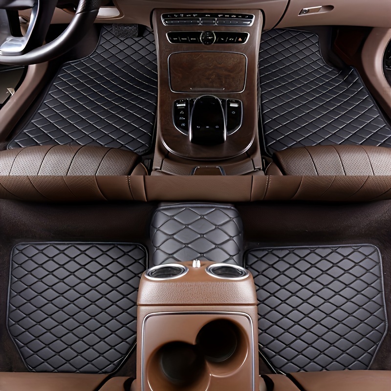 5pcs Universal Waterproof Car Floor Mats - Perfect For Front & Rear Vehicles - Faux Leather Car Carpet Accessories