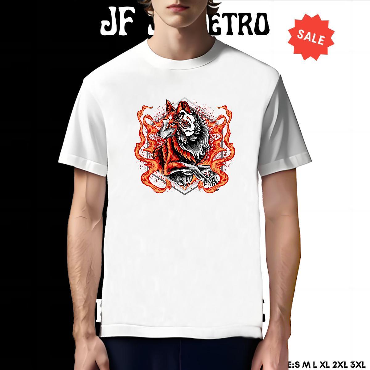 Unisex T Shirts Men wolf Breathable Crew Neck Hip Hop Custom Printing 230g Pure Cotton Men Tshirts Brand Top Tees