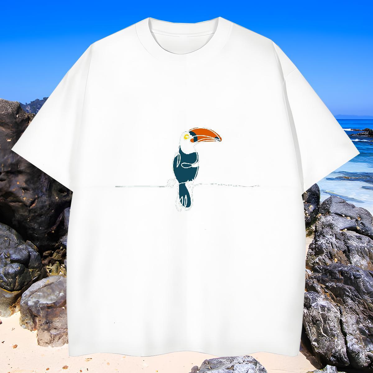 Unisex Men T Shirts bird Short Sleeve O-Neck Casual Daily Wear Oversized 4XL 100% Cotton 230g Mens Tshirts DIY Customized Tee Shirt